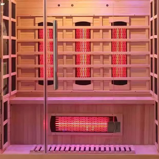 Far-infrared sauna illuminated with ambient light