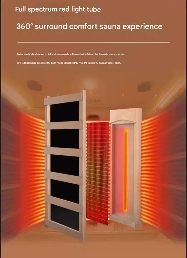 Single‑person infrared sauna in a home gym corner